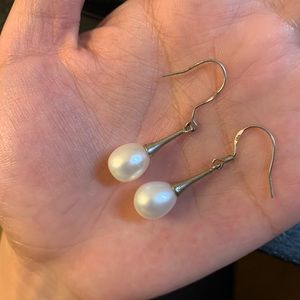 real pearl and silver earrings